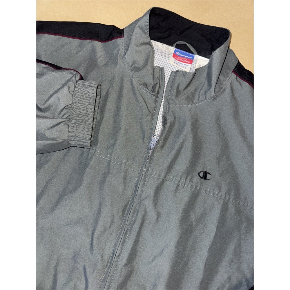 CHAMPION Windbreaker Track Jacket‎ Men's XL Gray Coat Full Zip Sweater